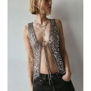 Kimchi Blue Silver Sequin Women's Top